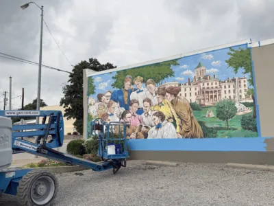 Female Seminary mural gets a touchup